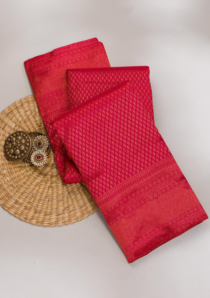 Red Zariwork Pure Silk Saree-Koskii