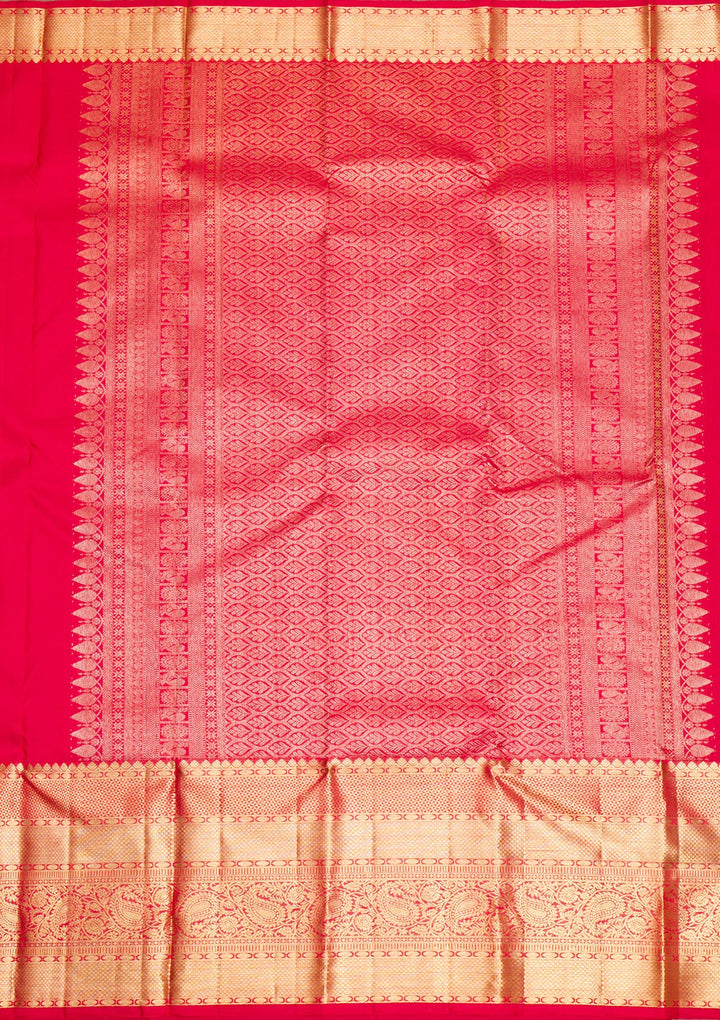 Red Gold Zariwork Pure Silk Saree - Koskii
