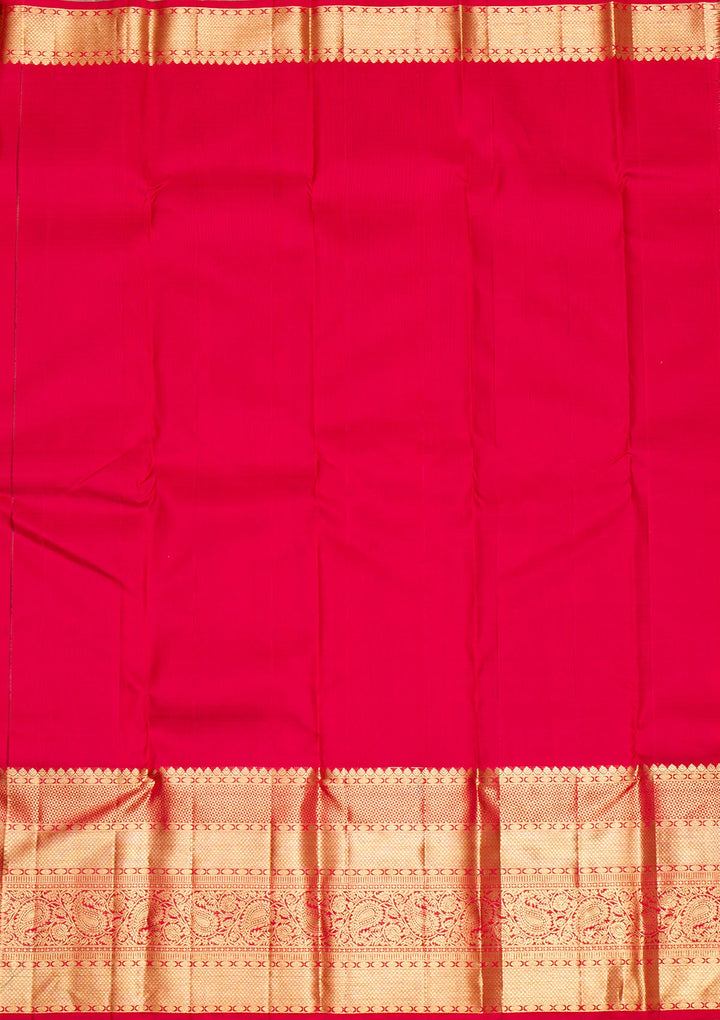Red Gold Zariwork Pure Silk Saree - Koskii
