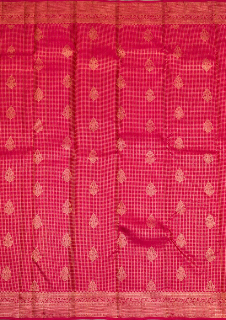 Red Gold Zariwork Pure Silk Saree - Koskii