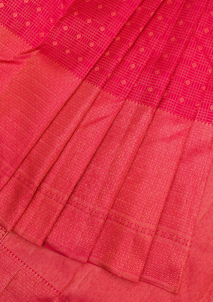 Red Gold Zariwork Pure Silk Saree - Koskii