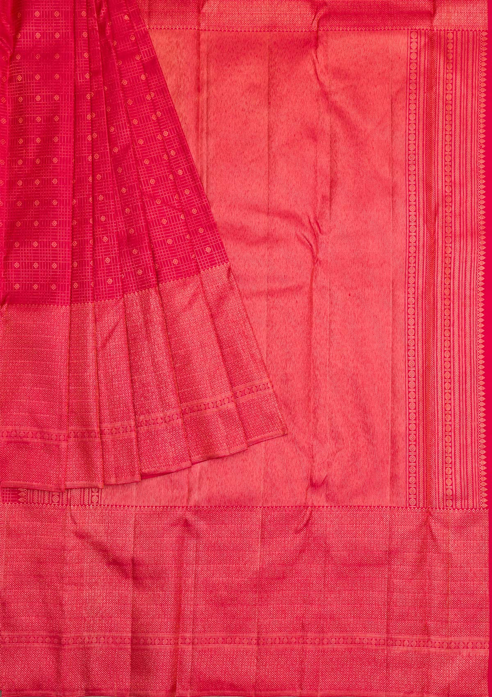 Red Gold Zariwork Pure Silk Saree - Koskii