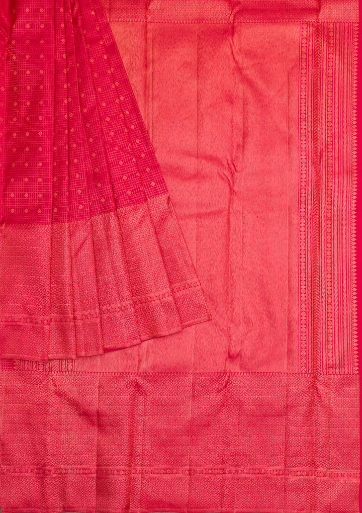 Red Gold Zariwork Pure Silk Saree - Koskii
