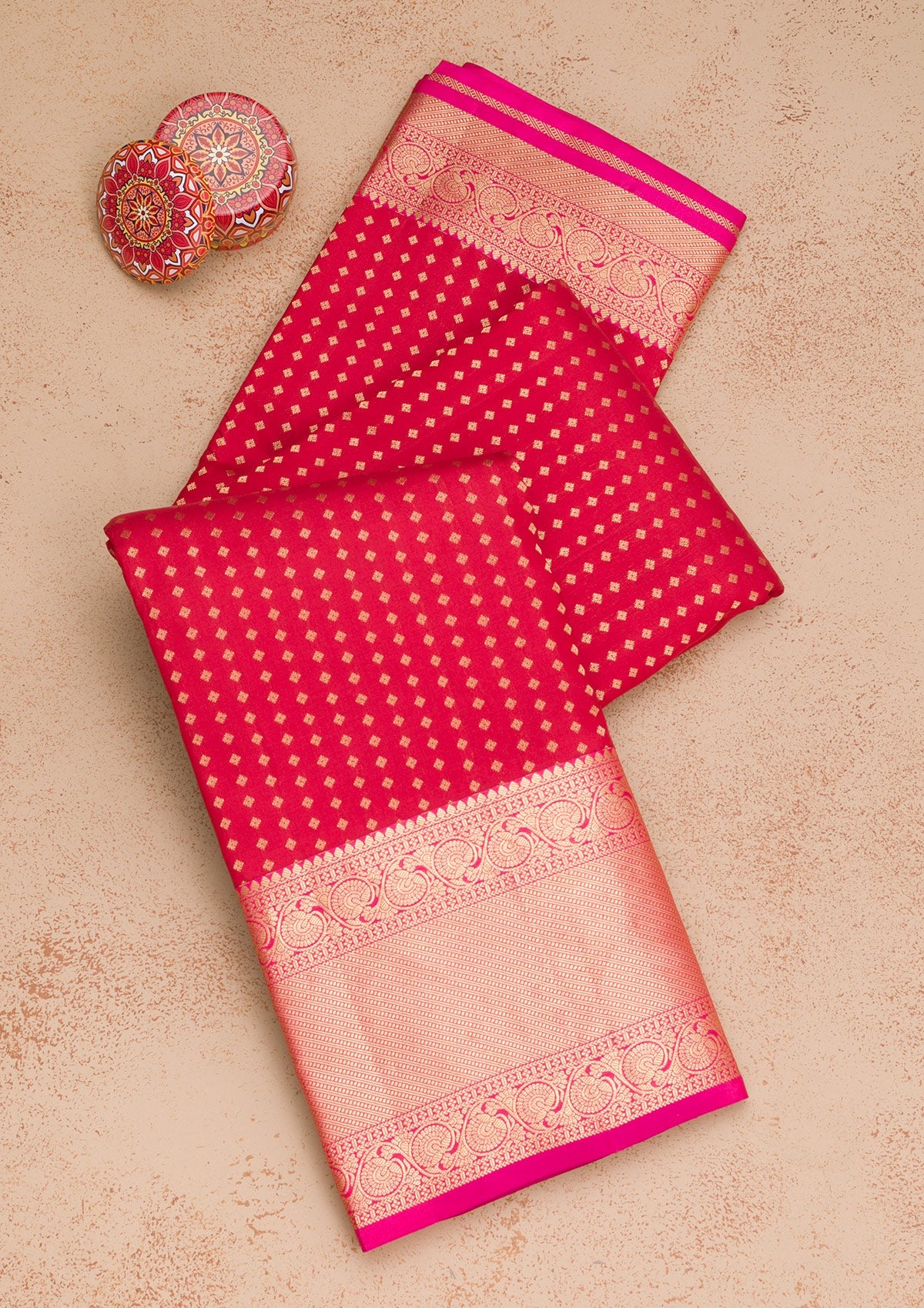 Red Zariwork Pure Silk Saree-Koskii