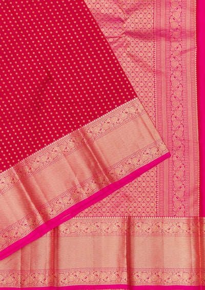 Red Zariwork Pure Silk Saree-Koskii