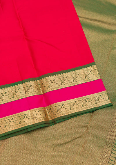 Red Zariwork Pure Silk Saree-Koskii