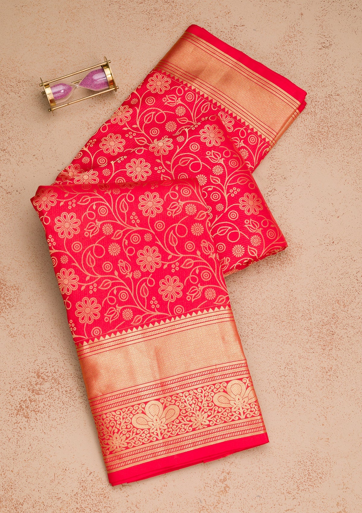 Red Zariwork Pure Silk Saree-Koskii