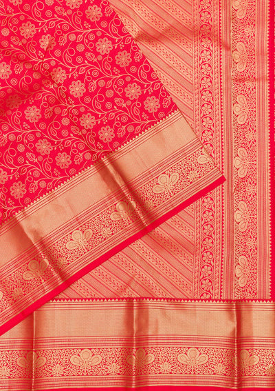 Red Zariwork Pure Silk Saree-Koskii