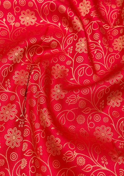 Red Zariwork Pure Silk Saree-Koskii