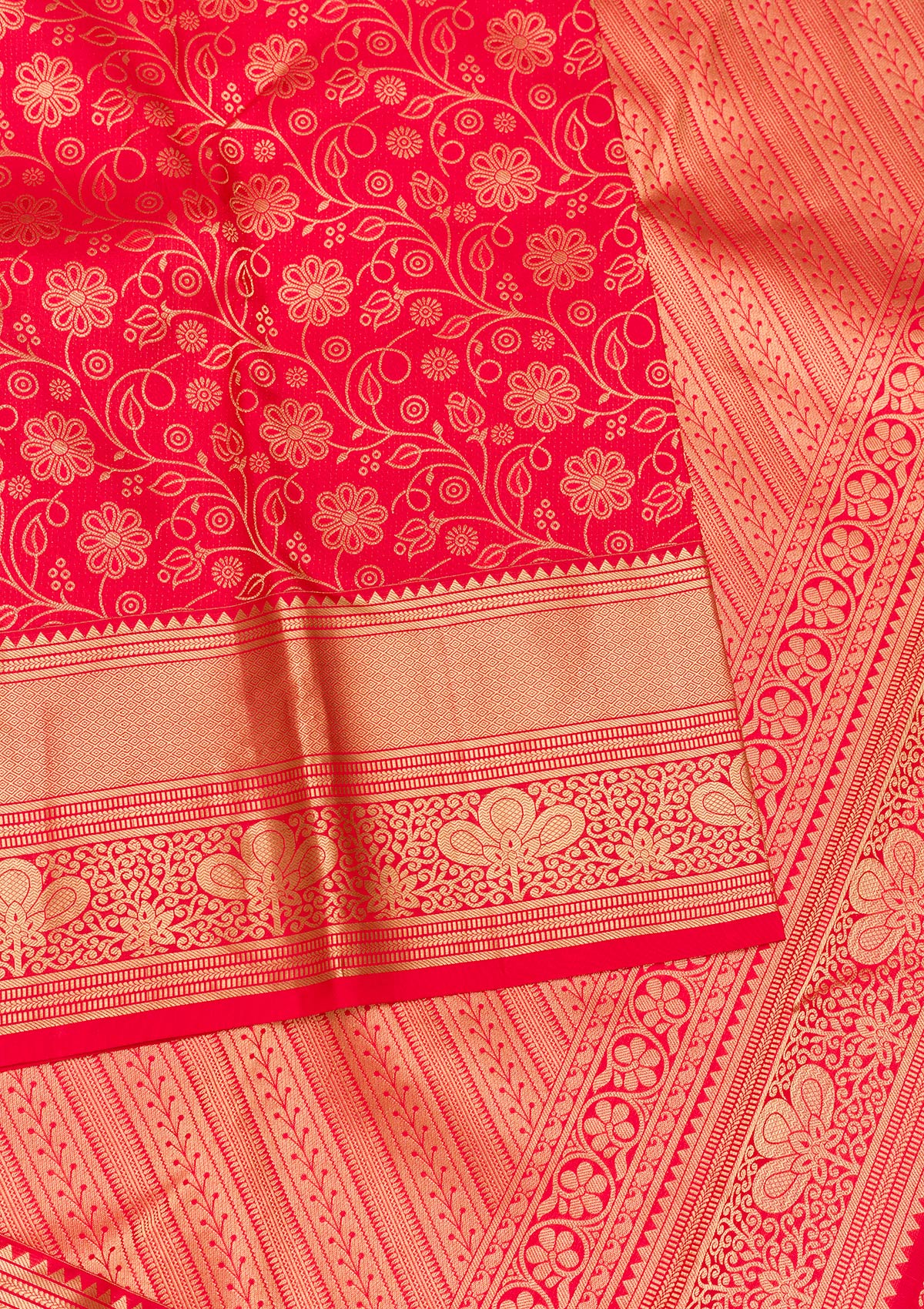 Red Zariwork Pure Silk Saree-Koskii