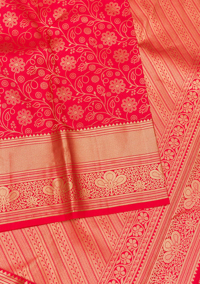 Red Zariwork Pure Silk Saree-Koskii