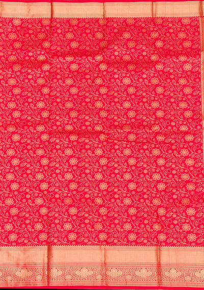 Red Zariwork Pure Silk Saree-Koskii