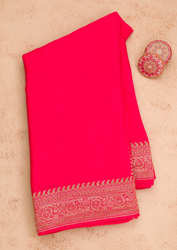 Red Zariwork Pure Silk Saree-Koskii