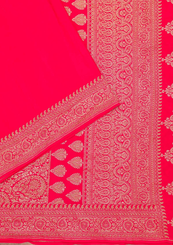 Red Zariwork Pure Silk Saree-Koskii