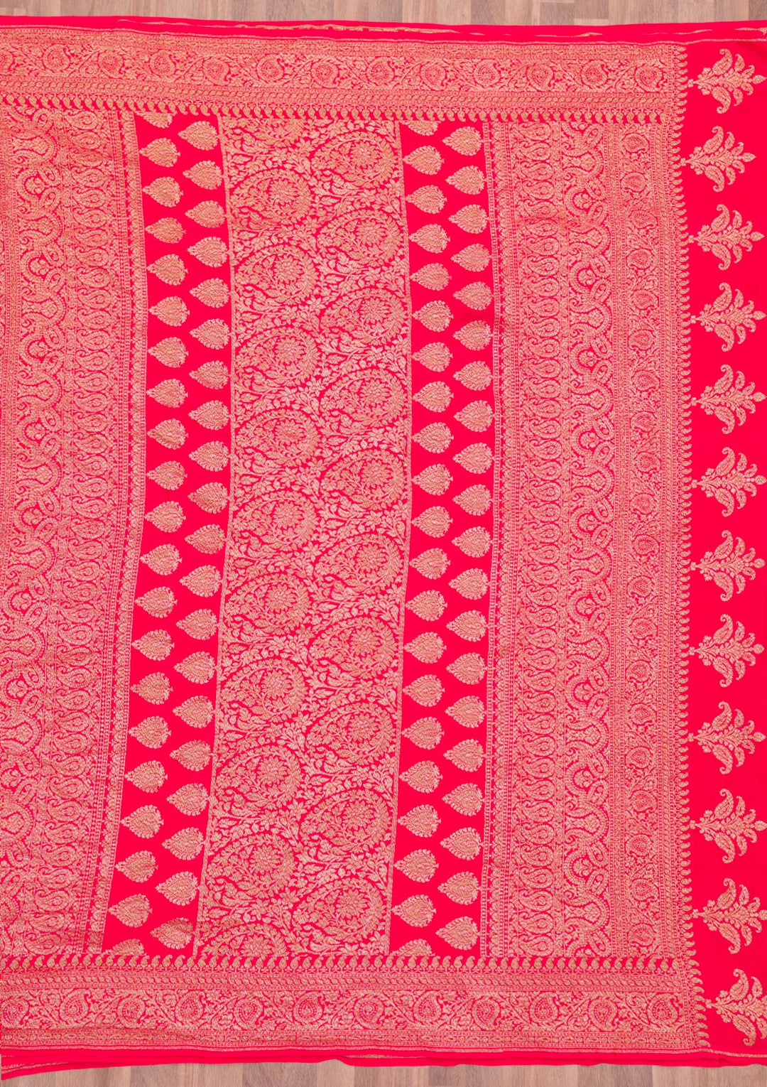 Red Zariwork Pure Silk Saree-Koskii