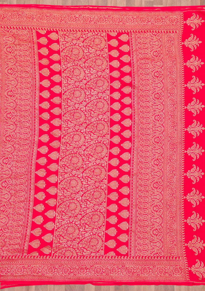 Red Zariwork Pure Silk Saree-Koskii