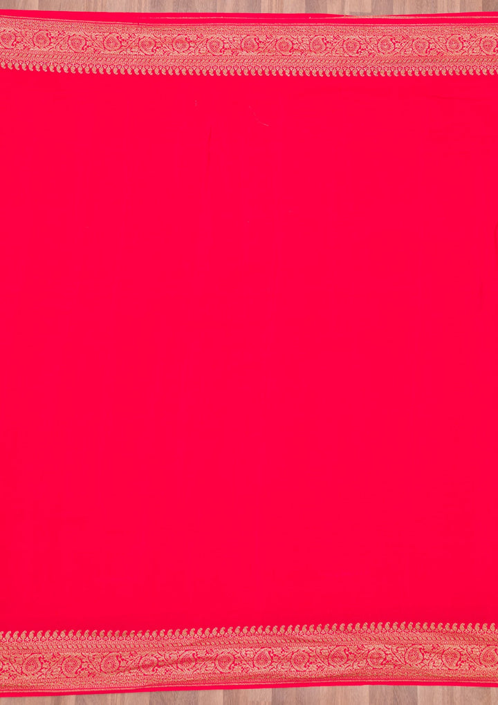 Red Zariwork Pure Silk Saree-Koskii