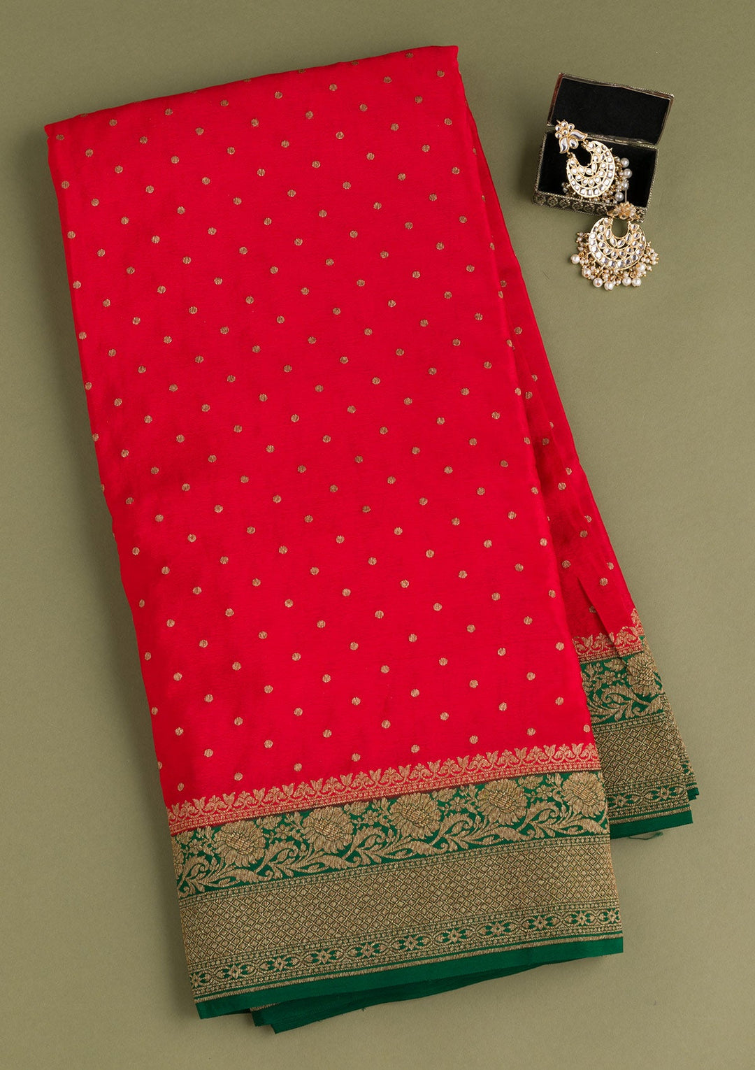 Red Zariwork Pure Silk Saree-Koskii
