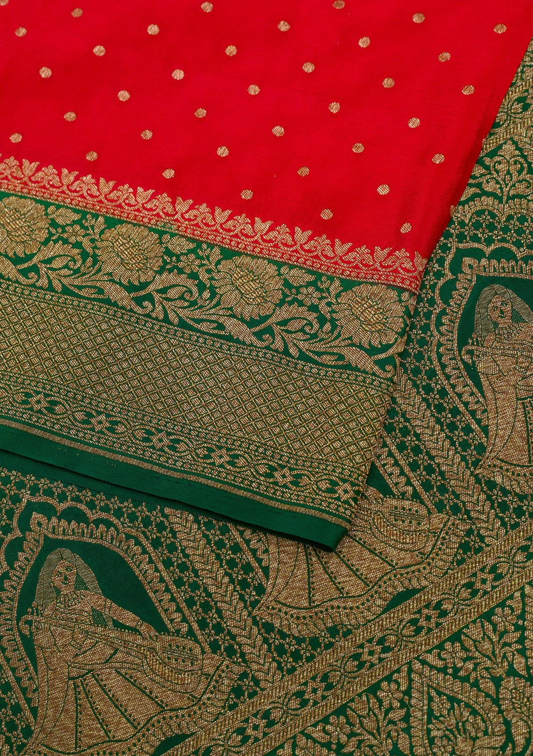 Red Zariwork Pure Silk Saree-Koskii
