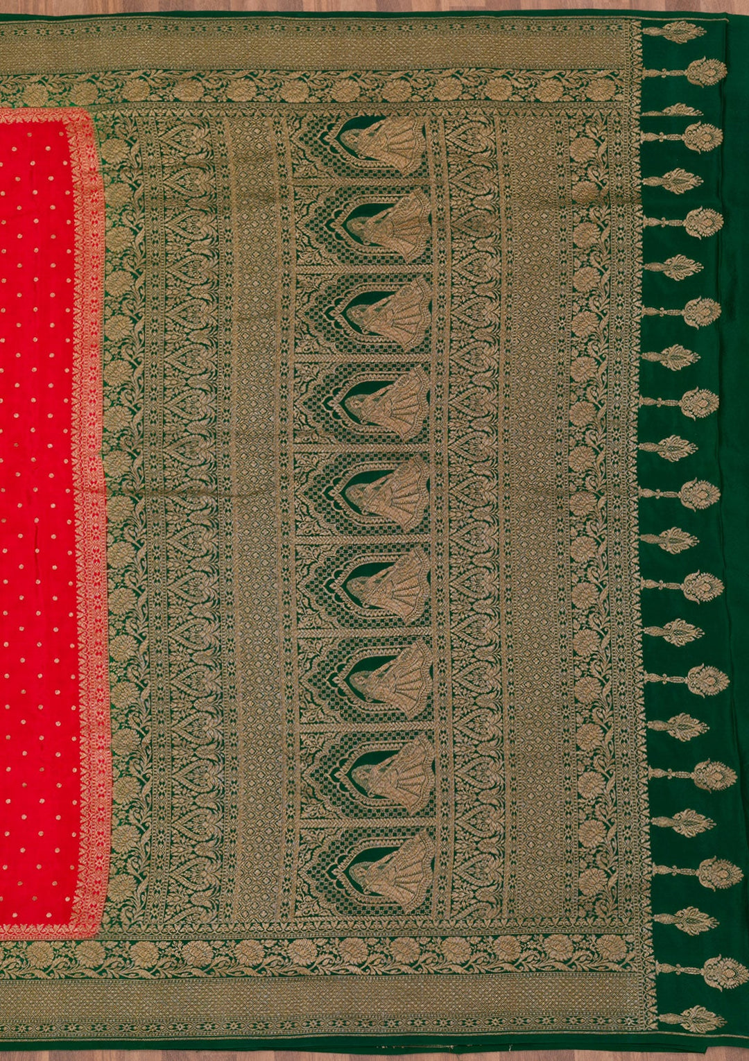Red Zariwork Pure Silk Saree-Koskii