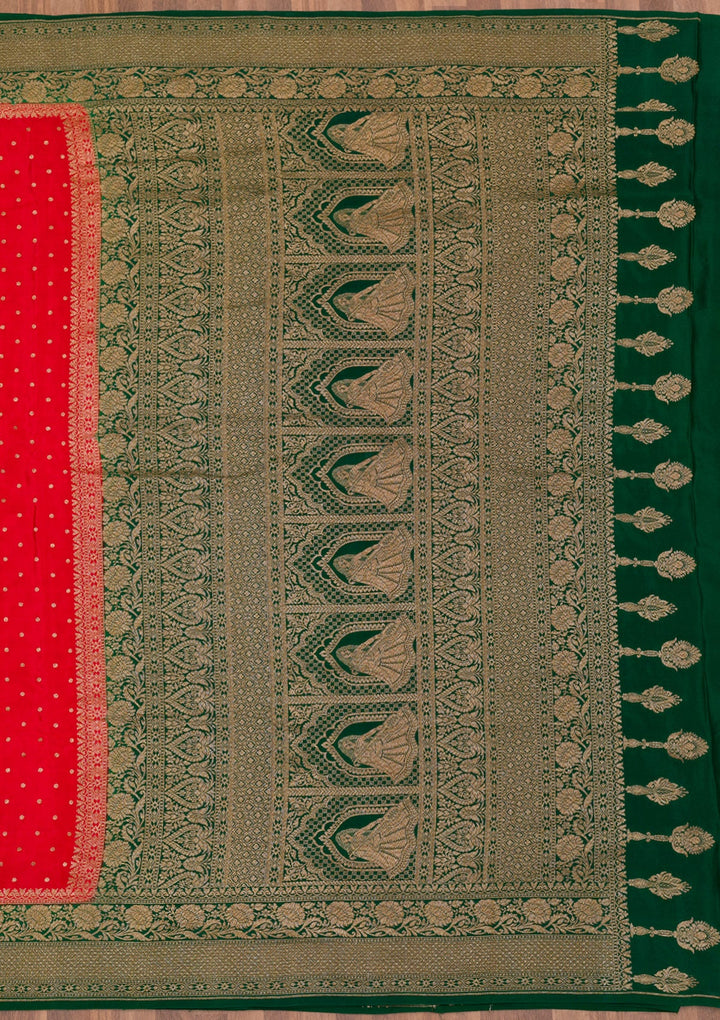 Red Zariwork Pure Silk Saree-Koskii