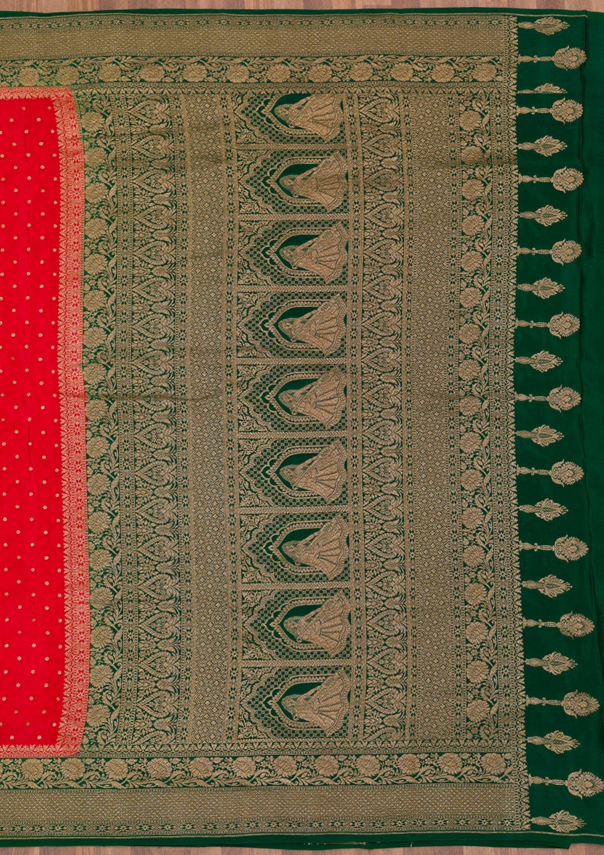 Red Zariwork Pure Silk Saree-Koskii