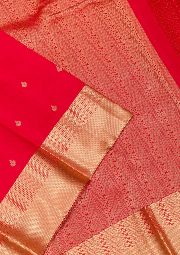 Red Zariwork Pure Silk Saree-Koskii