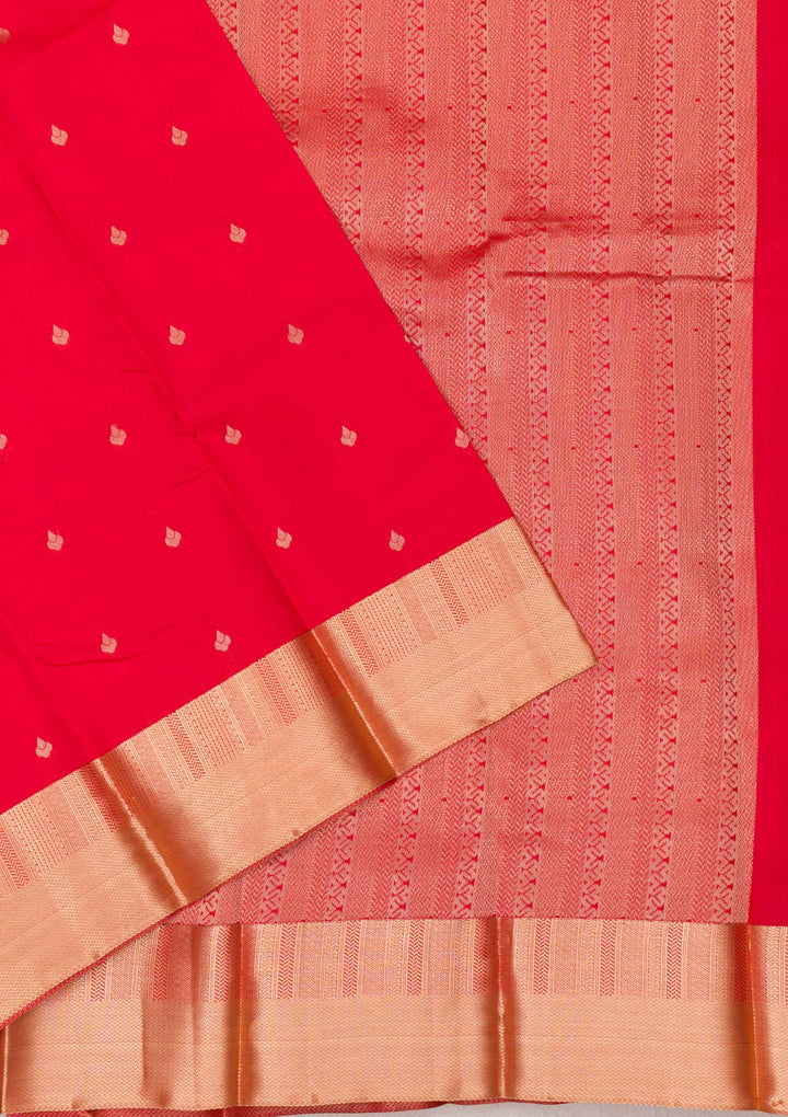 Red Zariwork Pure Silk Saree-Koskii