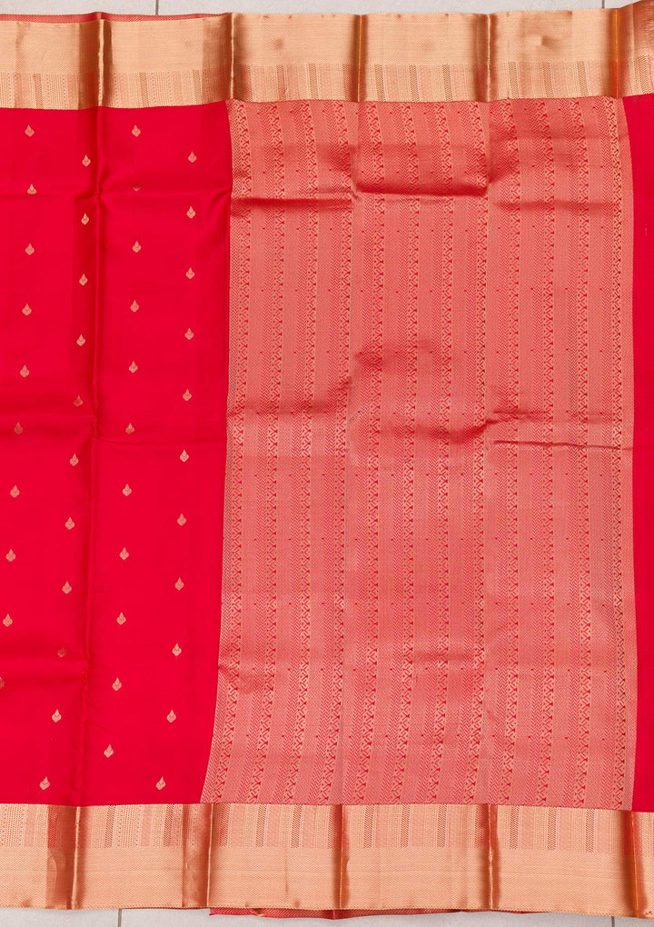 Red Zariwork Pure Silk Saree-Koskii