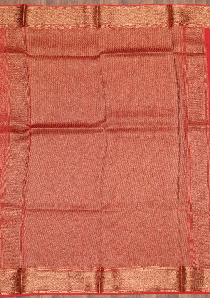 Red Zariwork Pure Silk Saree-Koskii