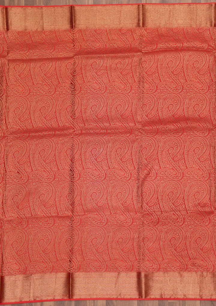Red Zariwork Pure Silk Saree-Koskii