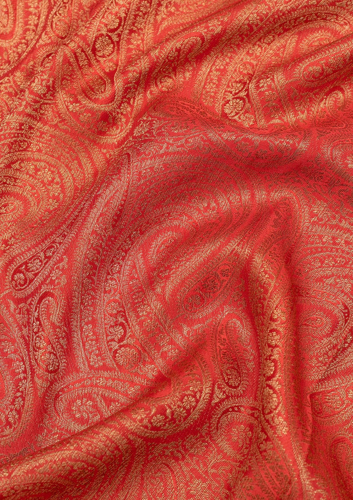Red Zariwork Pure Silk Saree-Koskii