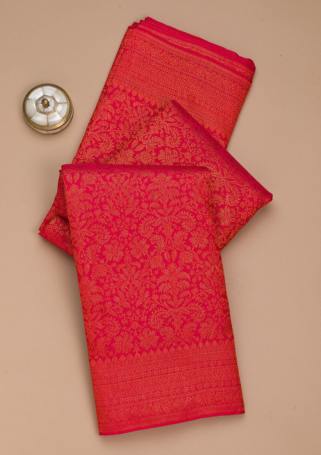 Red Zariwork Pure Silk Saree-Koskii
