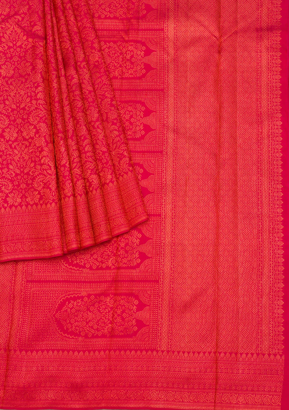 Red Zariwork Pure Silk Saree-Koskii