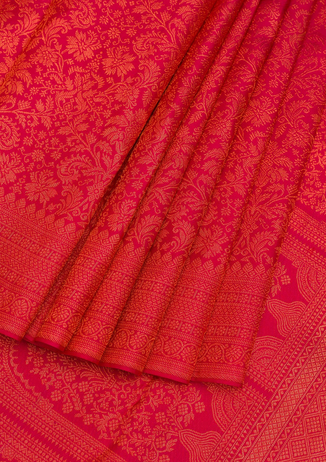 Red Zariwork Pure Silk Saree-Koskii