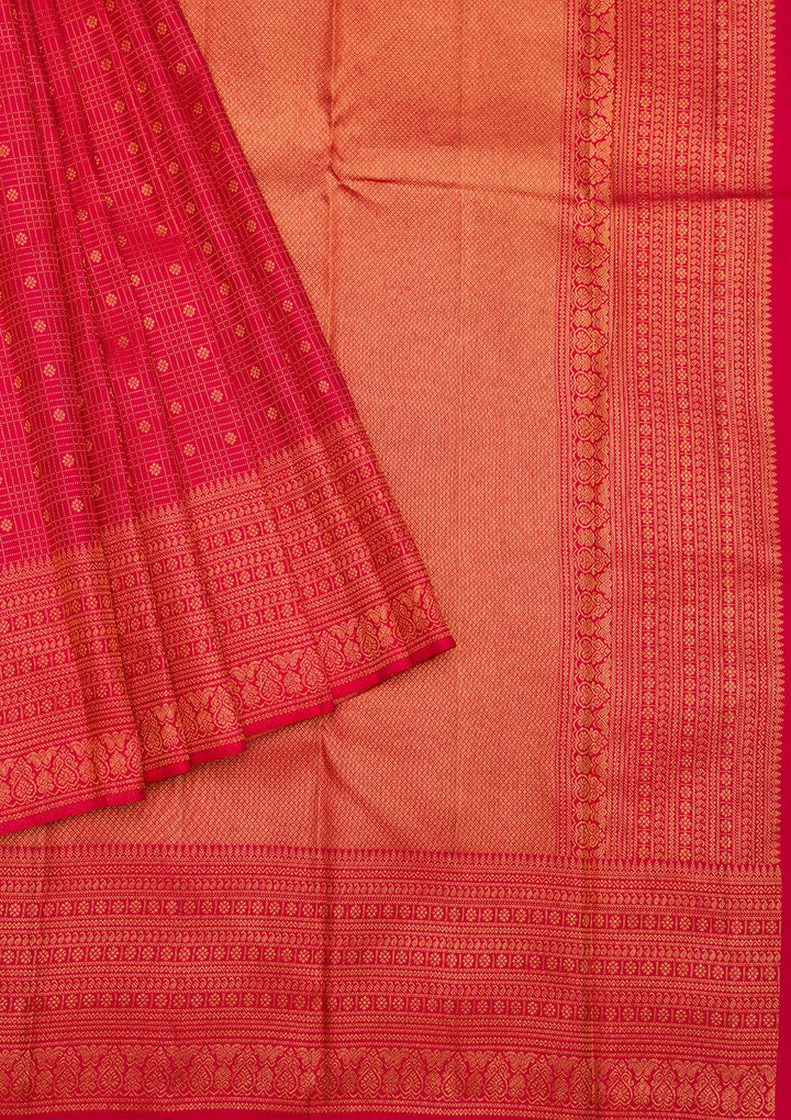 Red Zariwork Pure Silk Saree-Koskii