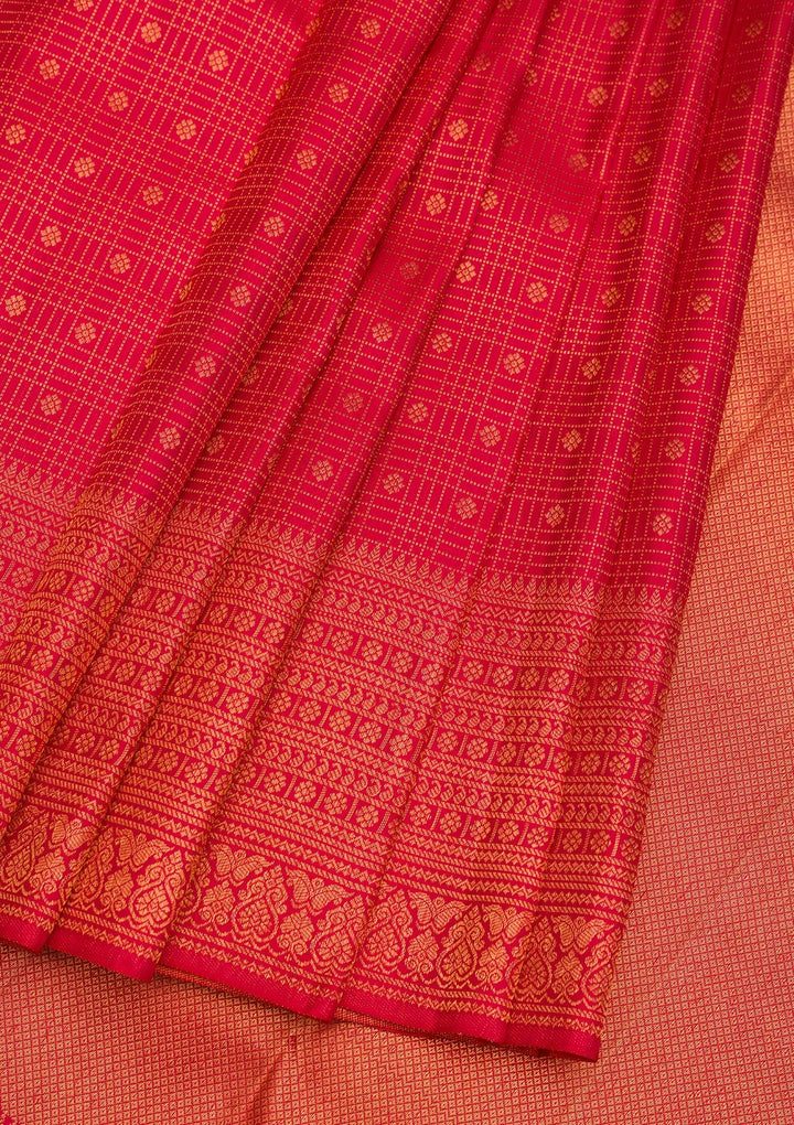 Red Zariwork Pure Silk Saree-Koskii