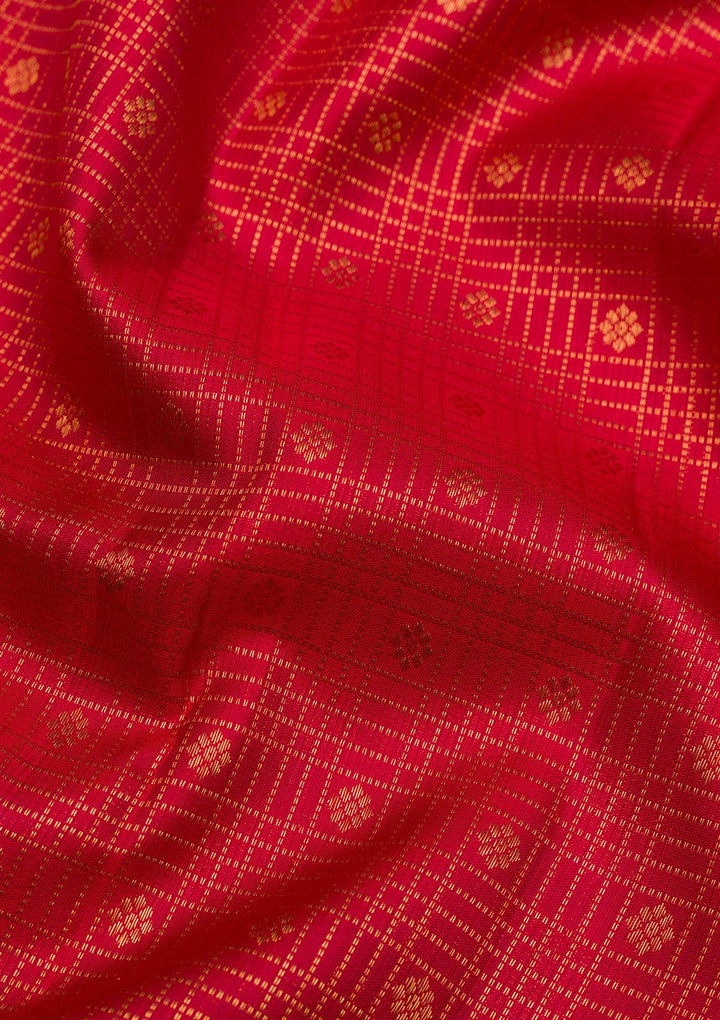 Red Zariwork Pure Silk Saree-Koskii