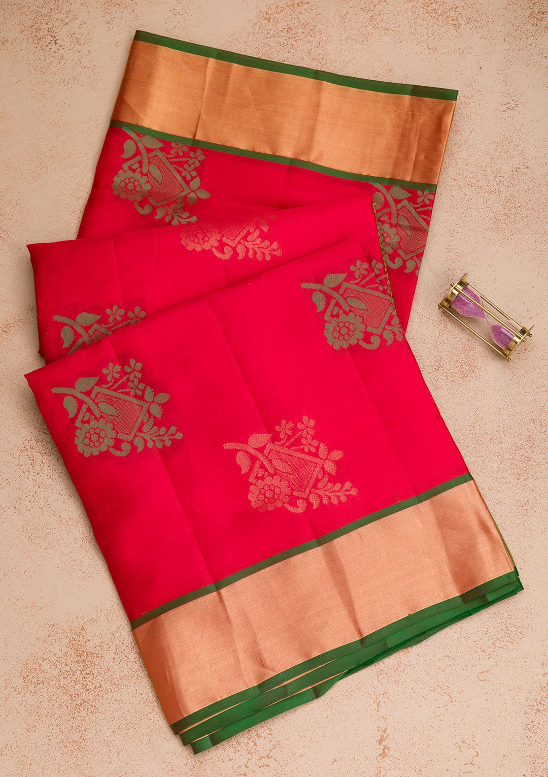 Red Zariwork Pure Silk Saree-Koskii