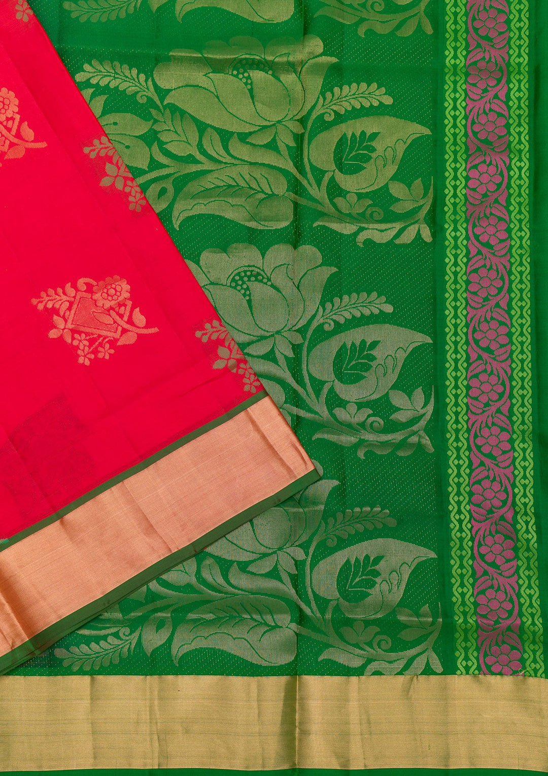 Red Zariwork Pure Silk Saree-Koskii