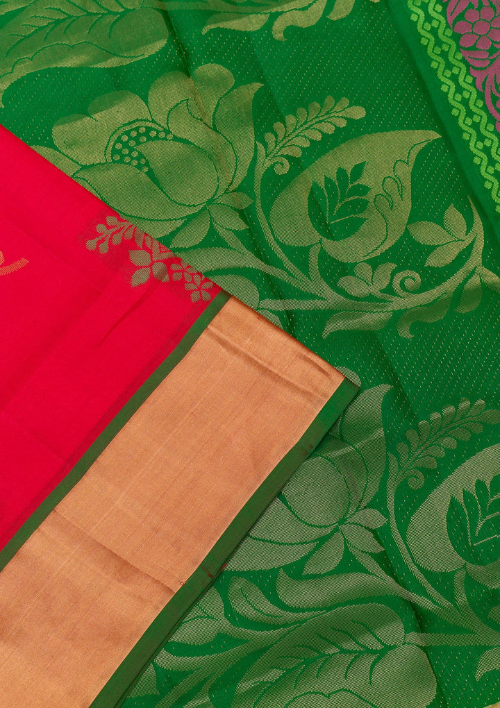 Red Zariwork Pure Silk Saree-Koskii