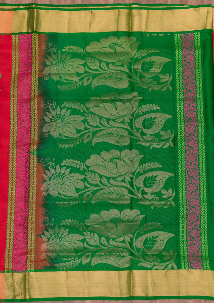 Red Zariwork Pure Silk Saree-Koskii
