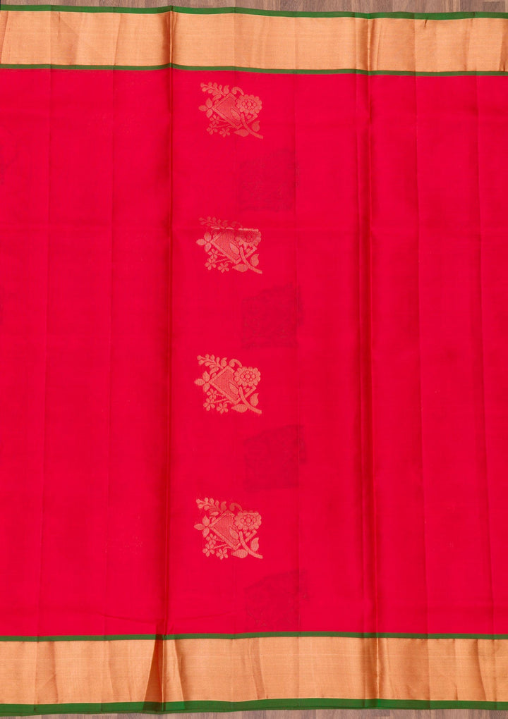 Red Zariwork Pure Silk Saree-Koskii