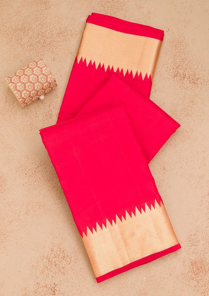 Red Zariwork Pure Silk Saree-Koskii