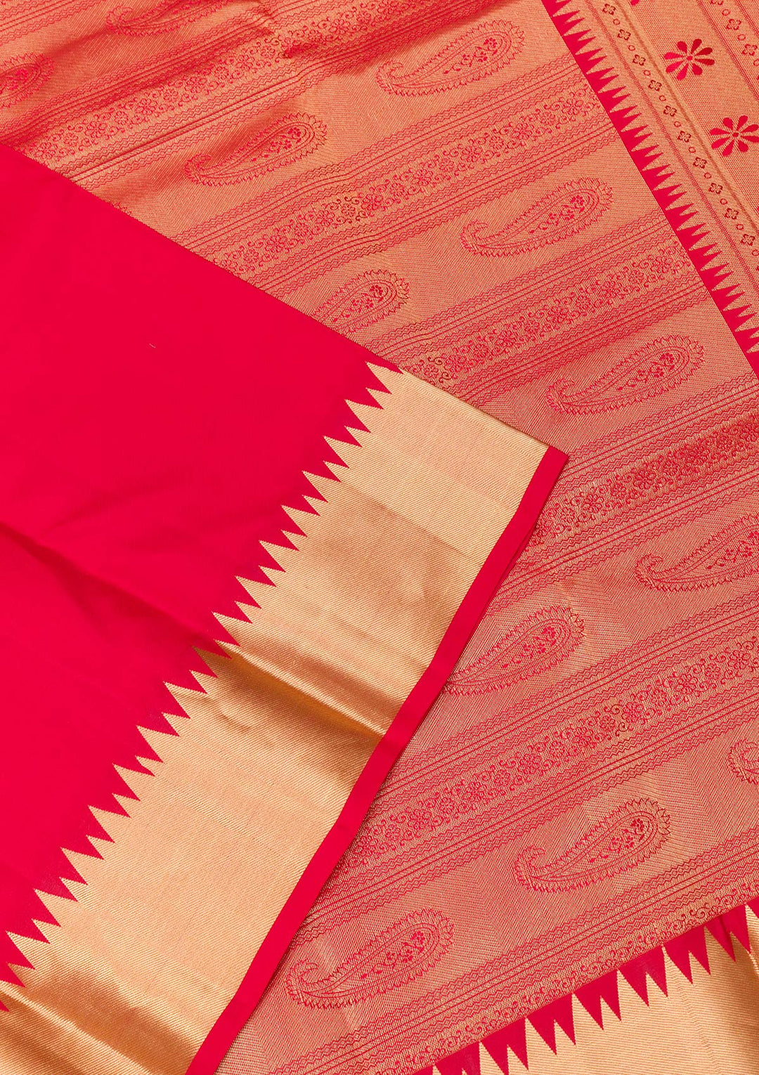 Red Zariwork Pure Silk Saree-Koskii