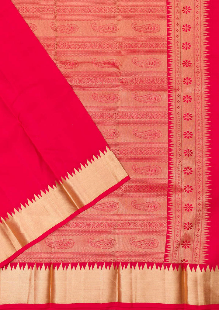 Red Zariwork Pure Silk Saree-Koskii