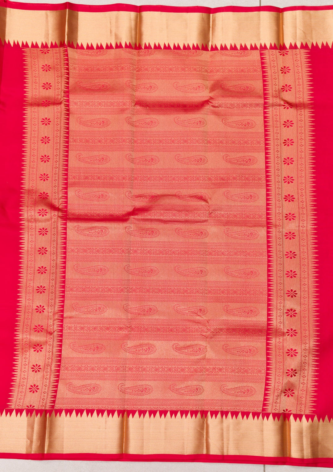 Red Zariwork Pure Silk Saree-Koskii