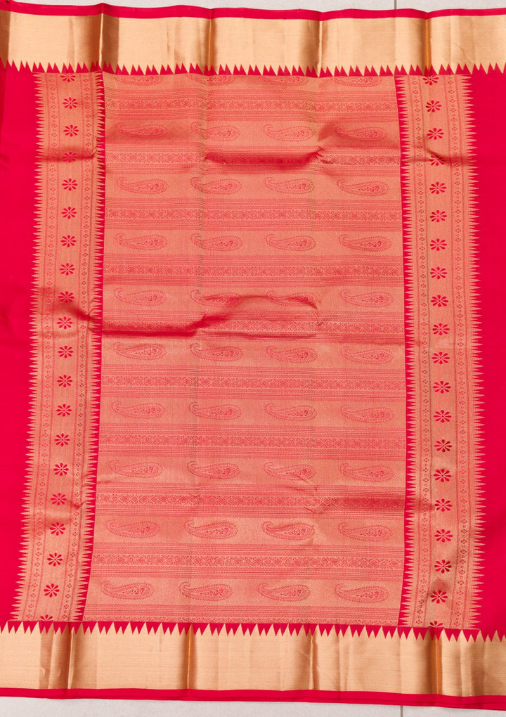 Red Zariwork Pure Silk Saree-Koskii