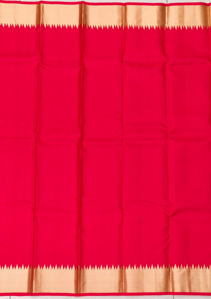 Red Zariwork Pure Silk Saree-Koskii
