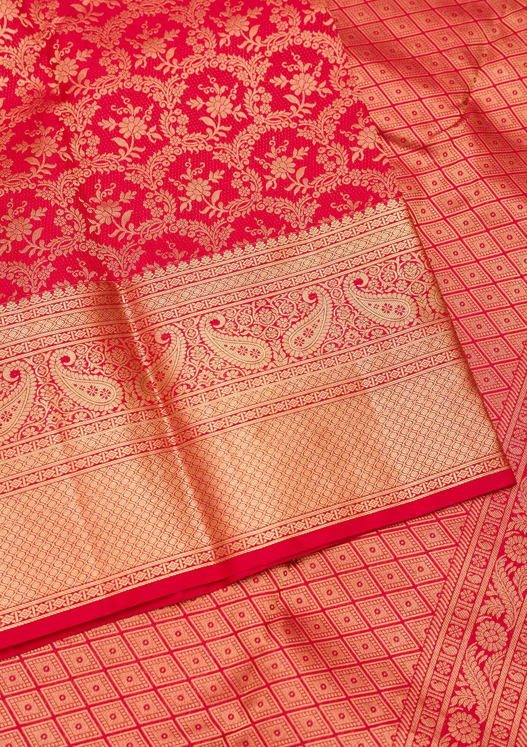 Red Zariwork Pure Silk Saree-Koskii
